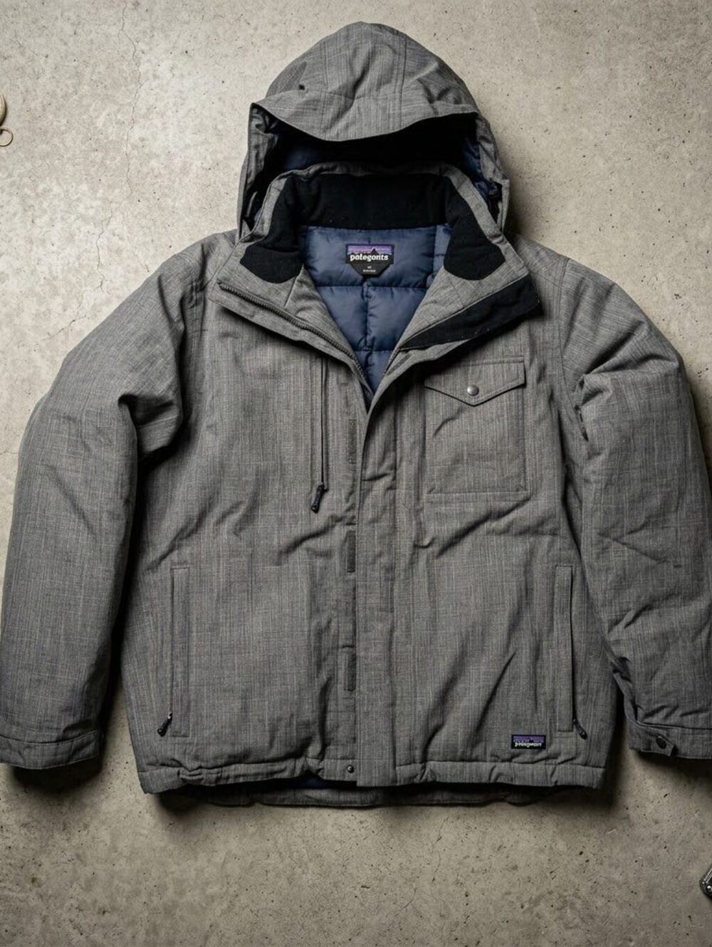 Patagonia Wanaka Down Jacket Mens L Grey Puffer Coat Gorpcore Stealth Wealth